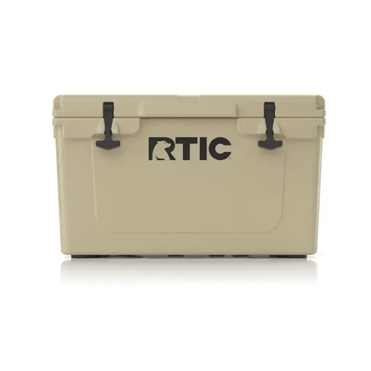 RTIC Ultra-Tough 45 QT Rotomolded Hard Cooler with Drain Plug, Heavy Duty Insulated Ice Chest for Camping, Fishing, Hunting, Beach, BBQ, Tailgating, Outdoor Travel, Long Ice Retention, Tan