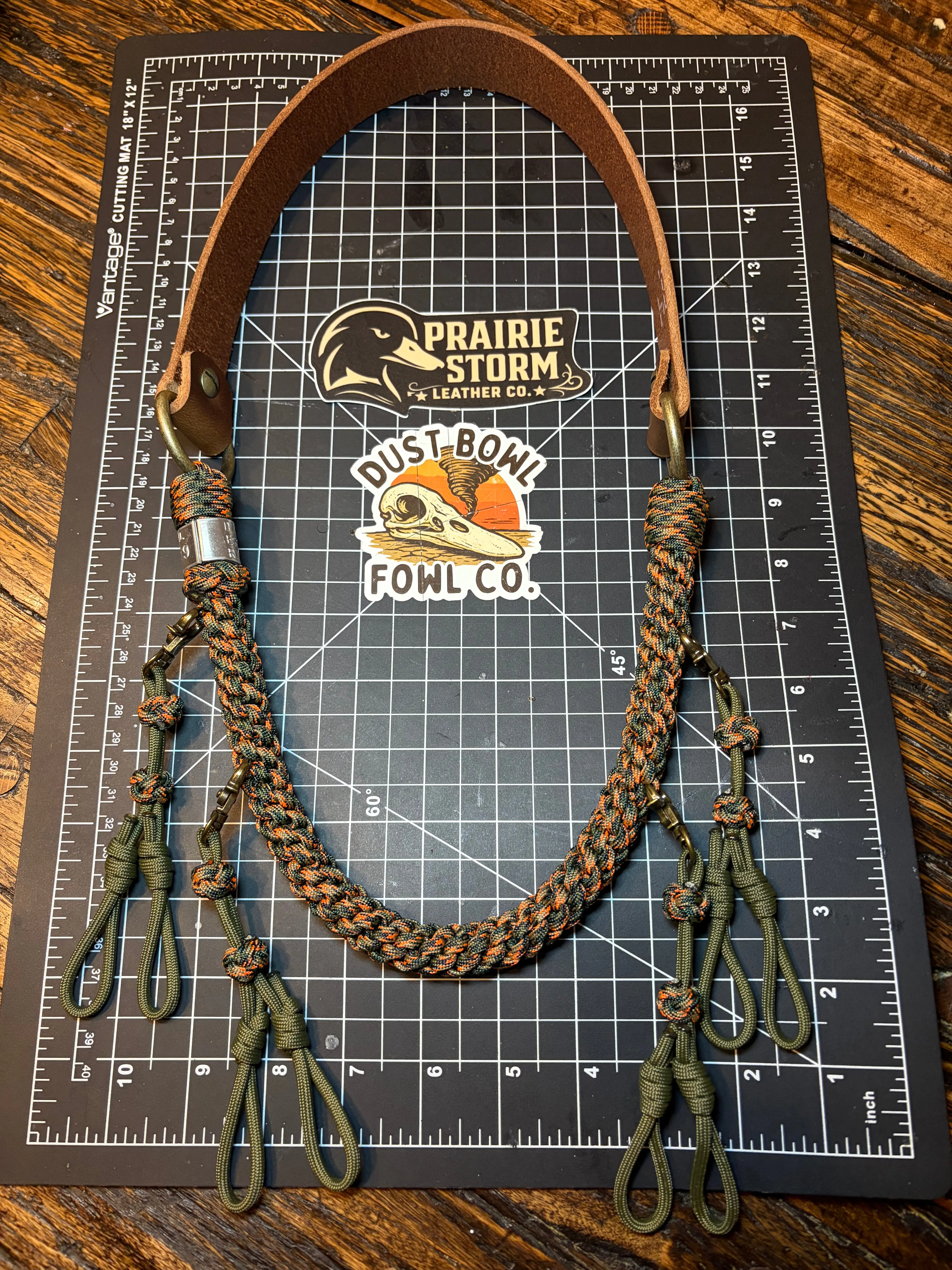 Leather x Half Round Lanyard - Tiger Camo