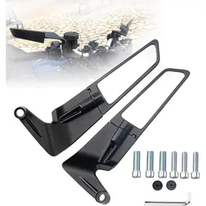 Motorcycle Mirrors Universal 10MM and 8MM Stealth Mirrors Motorcycle Wind Wing Side Mirror Rotating Rear View Mirror Compatible with Duke 390 250 Yamaha MT-07 Kawasaki Z400 Z650 Z900 Z1000 etc