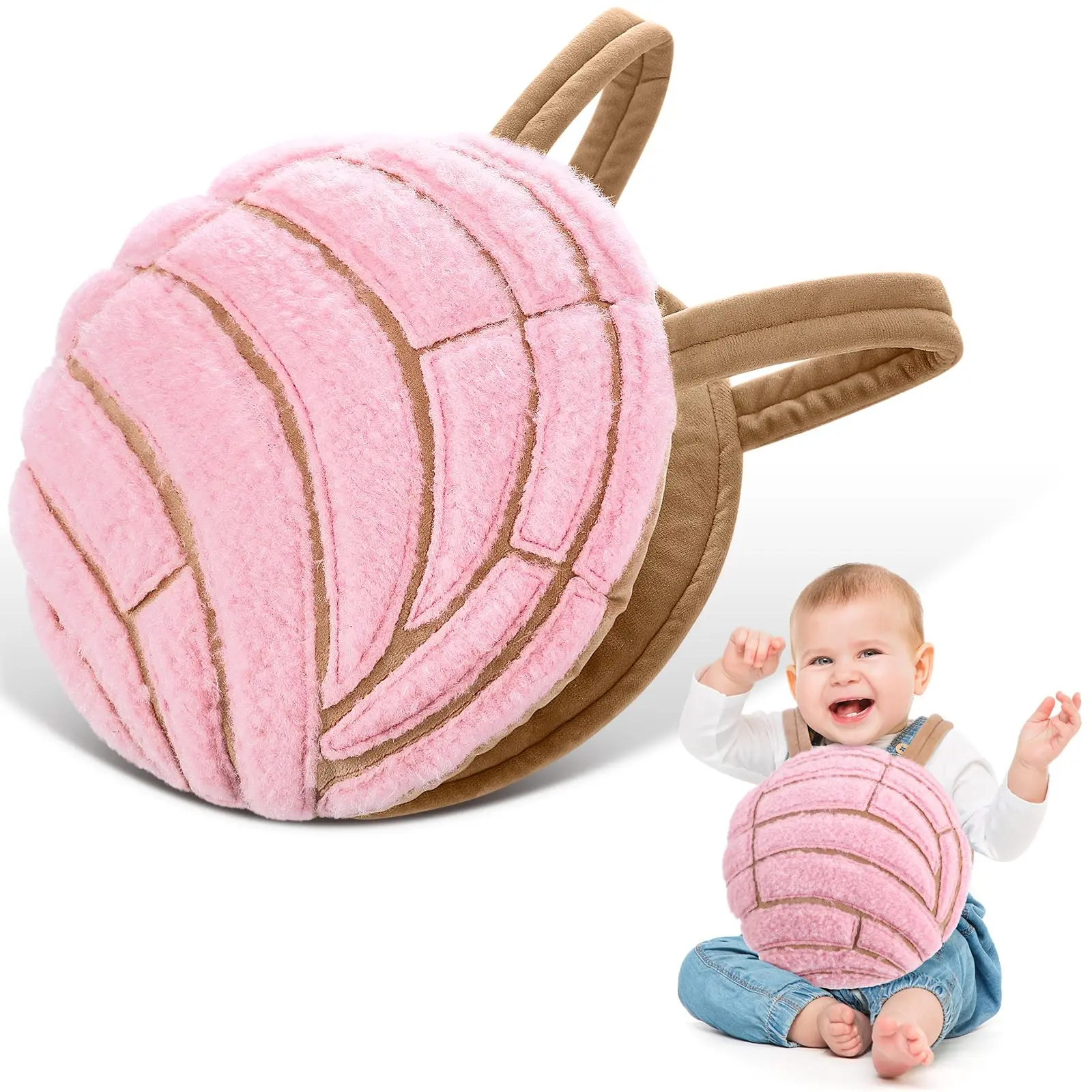Halloween Mexican Concha Costume for Baby Infant Girl Boy, Cute Pink Pan Dulce Sweet Bread Bodysuit, Funny Food Cosplay Outfit for Halloween Party, Mexican Theme Celebration, Role Play & Photo Shoot, Plush, Cosplay Wear, Cute Look