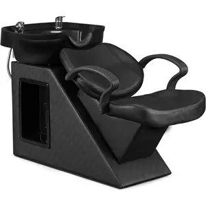 OmySalon Salon Shampoo Bowl and Chair, ABS Hair Washing Sink Backwash Unit Shampoo Station for Beauty Spa Barbershop, Black