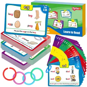 Torlam Phonics Flash Cards Learn to Read Spelling Reading Sight Words Games Include Digraphs CVC Blends Long Vowel Sounds 4 Levels Colorful Flashcards