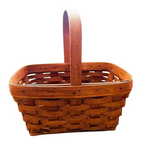 Vintage 1989 Longaberger Handcrafted Fixed Handle Wooden Basket