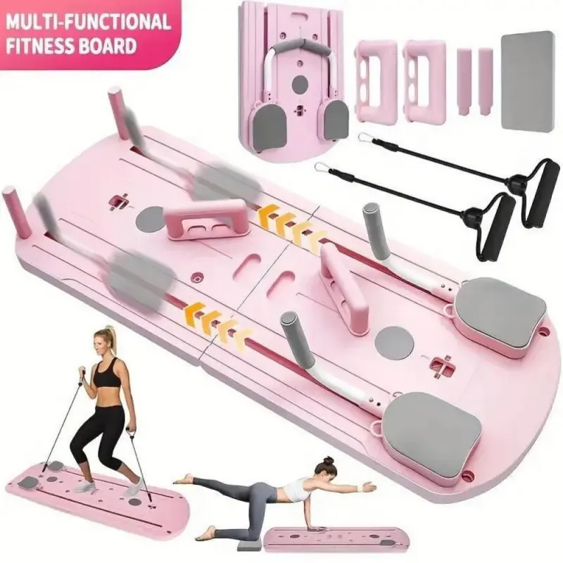8-in-1 Portable PP Yoga Board - Home Fitness Equipment, Pilates Balance Trainer, Workout Platform, Deformation-Resistant, With Resistance Bands, Summer Gift for Men & Women