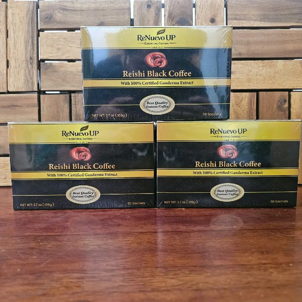 ReNuevo UP Reishi Black Coffee Sachets - 3x Pack (90 Count) - Premium Ganoderma Extract, No Sweetener