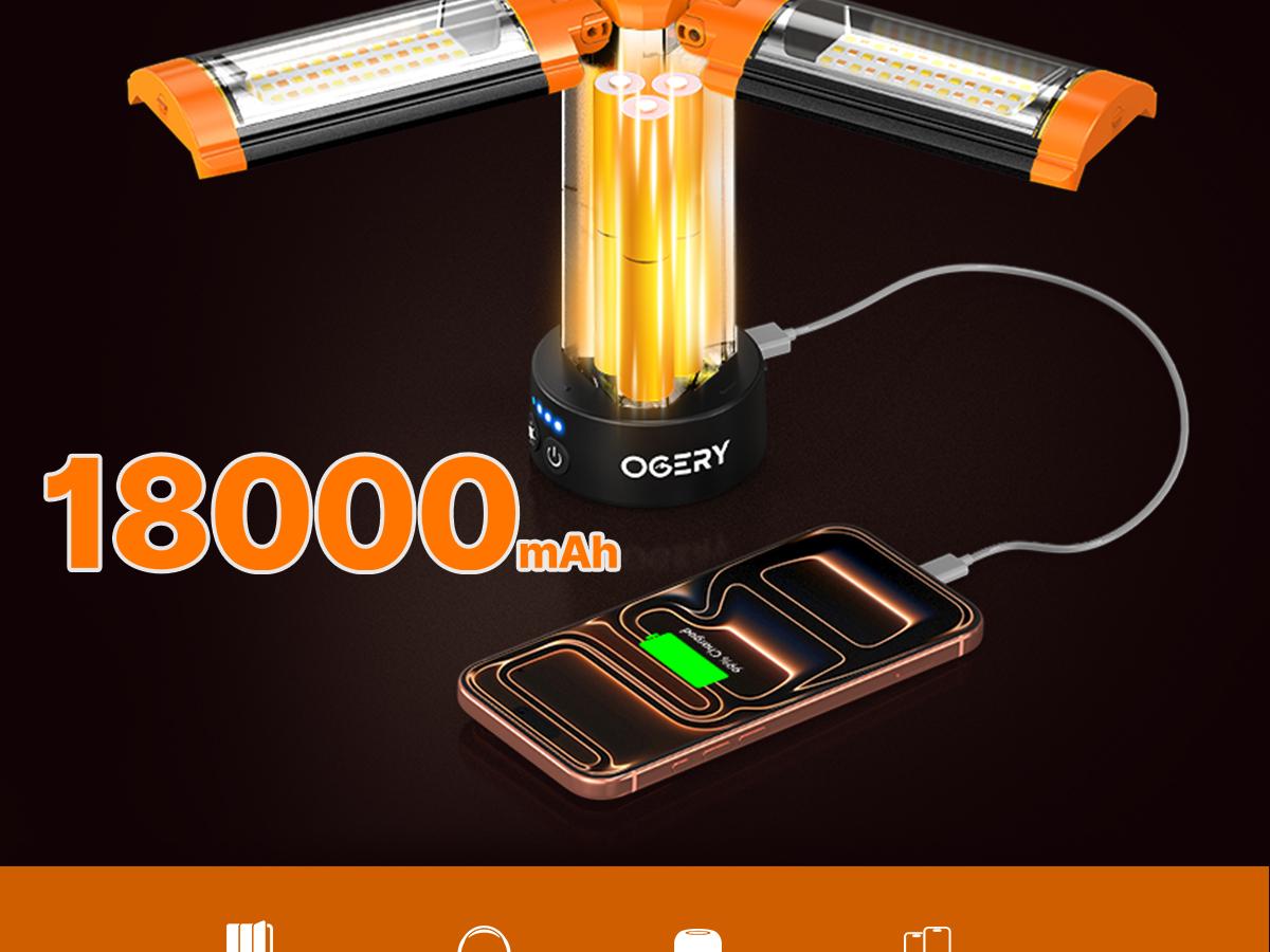 OGERY 2026 Remote-Controlled 2850LM Camping Lights with Tripod, 18000mAh Rechargeable Camping Lantern & LED Work Light, Detachable Tripod Stand up to 6.7 ft, 3 Lamp Heads for Camping & Emergency Use OGERY 2026 Remote-Controlled 2850LM Camping Lights with Tripod, 18000mAh Rechargeable Camping Lantern & LED Work Light, Detachable Tripod Stand up to 6.7 ft, 3 Lamp Heads for Camping & Emergency Use