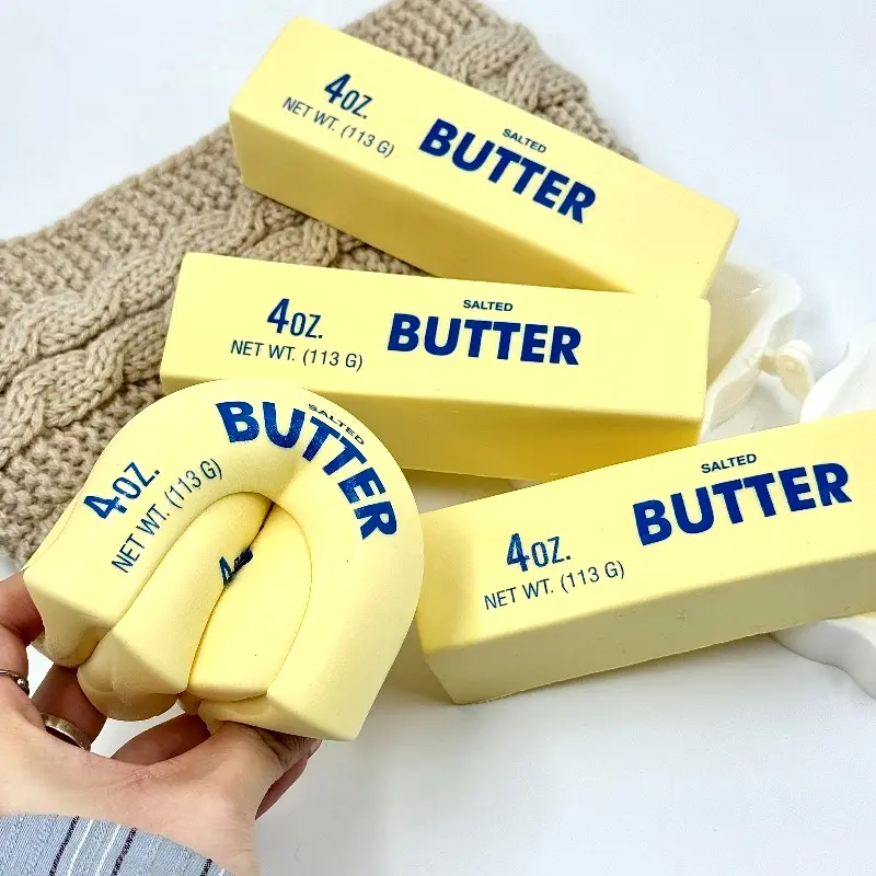 2PCS Butter Stick Squishy Toy, Slow Rising Stress Relief Toy, Soft Plush Squeeze Toy for Desk Decor, Funny Gift for Kids and Adults