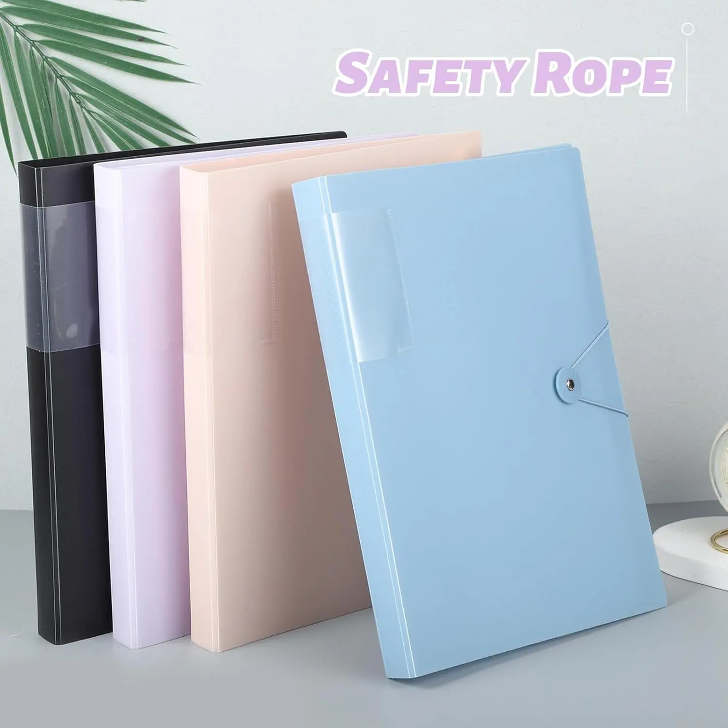 4 PCS A4 Display Folders,with Plastic Sleeves and Safety Rope Presentation Folders Document Project Folder for School and Offices Total 160 Pockets Display Book Folder