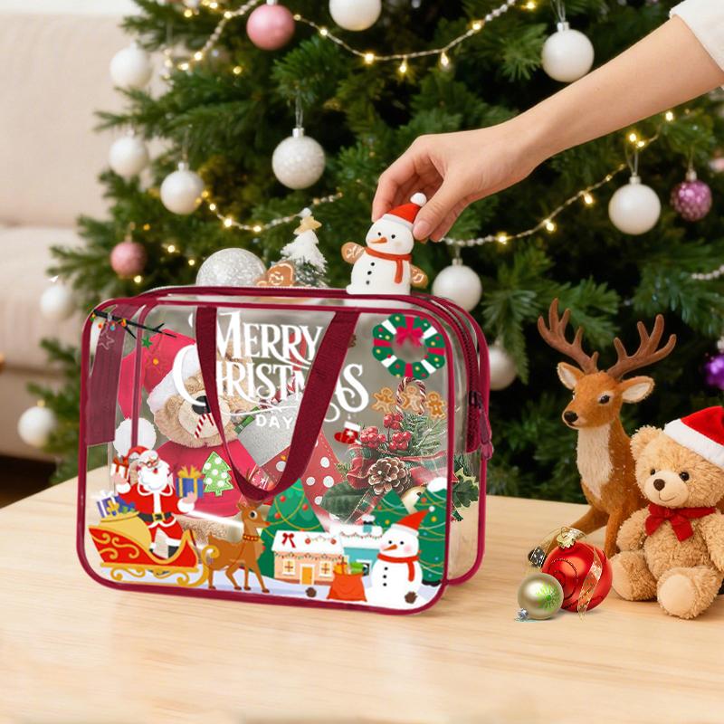 Christmas Desk Organizer, Desktop Storage Pouch with Holiday Patterns for Office Supplies, Makeup, Pens | Festive Gift for Women, Teens, Coworkers