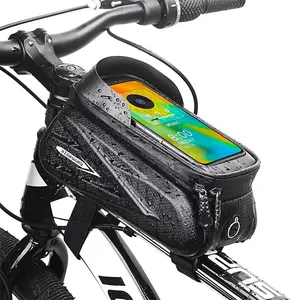 Bike Frame Bag, Waterproof Hard Shell Top Tube Bag with Touch-Screen Phone Holder, Large Capacity Bicycle Saddle Bag for Mountain & Road Bikes, Cycling Accessories for Men & Women summerwins