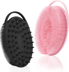 KQNBI 2-Pack Silicone Body Scrubbers – Exfoliating Bath Loofah, 2-in-1 Scalp Massager & Soft Silicone Brush for Personal Cleaning, Wall-Mountable Gift for Adults