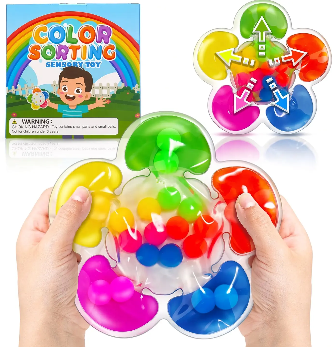 VIRAL Color Sorting Sensory Toy! Perfect Back to School Toddler Road Trip & Travel Essential  | Quiet Fidget Squeeze Toy for Classroom & Calm Down Corner (Ages 1-3)