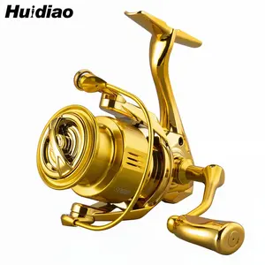 Huidiao Golden Spinning Reel 2500/3000 Series Waterproof Lure Fishing Reel 6+1 Double Shielded Bearing CNC Screw-in Folding Handle 5KG/11LB Max Drag for Freshwater & Saltwater Fishing Equipment