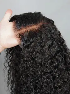 Water Wave 5x5 Lace Glueless Wig Human Hair Wig Curly Wig Pre-Bleached Transparent Lace Wig 150% Density Brazilian Virgin Hair No Glue Wig
