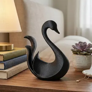 Swan Figurine, Sleek Silhouette Model, Minimalist Bird Decor, Modern 3D Printed Art