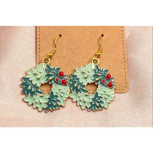 Christmas Mistletoe Costume Earrings, Fashion Accessory for Holiday Occasions