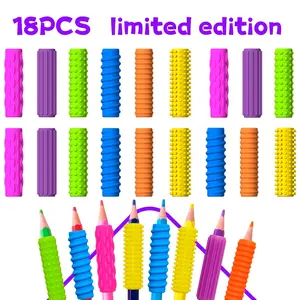 18-Pack Non-Slip Silicone Pencil Grips, Sensory Tool for Adhd and Anxiety Relief, Reusable Focus Training for Classrooms, Writing Stationery
