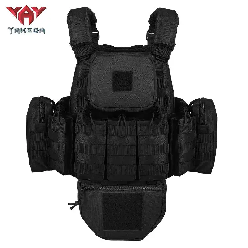 YAKEDA VT-6031-8 Lightweight Tactical Chest Vest - Black, 1 Pack Outdoor Gear with Multiple Pockets for Range Training, Hunting, Range/Hunting