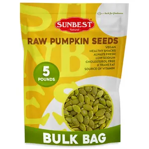 Raw Pumpkin Seeds from Sunbest Natural – 5 lb Bulk Bag (80 oz) – Unsalted Pepitas Nutrient-Rich & Ready to Eat – Vegan Kosher – Great for Snacking Cooking & Baking Fiber Vitamin nut craving
