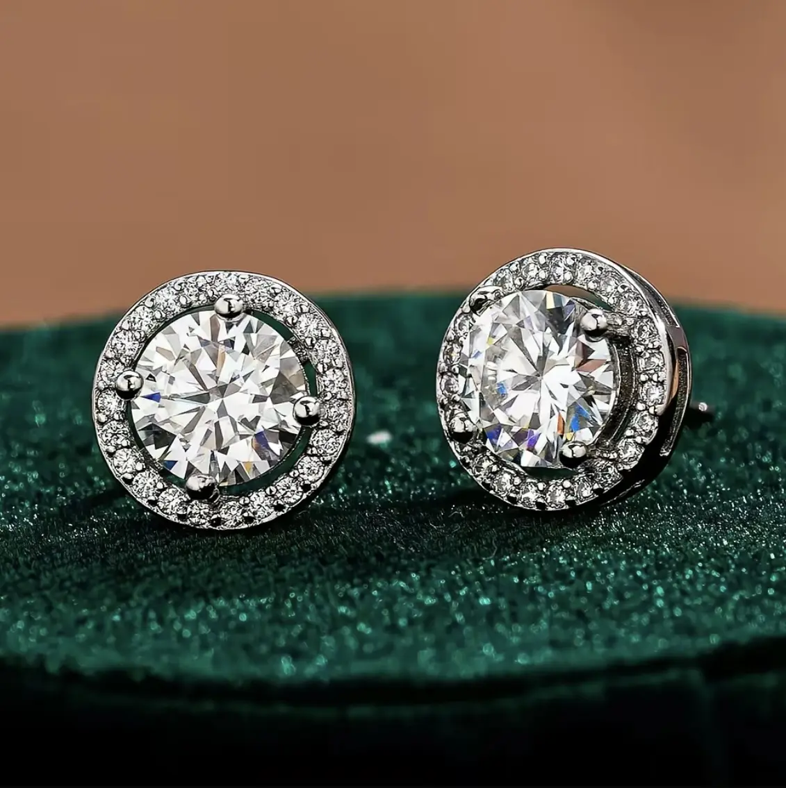 18K Gold Plated Halo CZ Stud Earrings Round Double Circle Sparkling Zircon Earrings Hypoallergenic Elegant Jewelry Gift for Her Him Anniversary Birthday men's