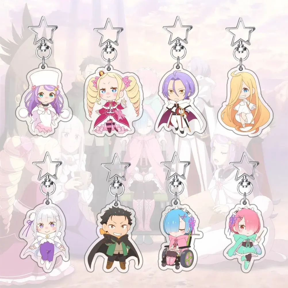 Re:Zero − Starting Life in Another World Keychain, Subaru Natsuki, Emilia, Rem, Beatrice Fan Gift Accessories