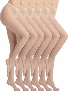 (6-Pack) Pantys Transparentes Mujer 20D, Medias de Nylon Efecto Seda, Pantimedias Resistentes a las Carreras, Cintura Alta con Control de Abdomen, Medias Finas y Elásticas para Uso Diario y Fiesta