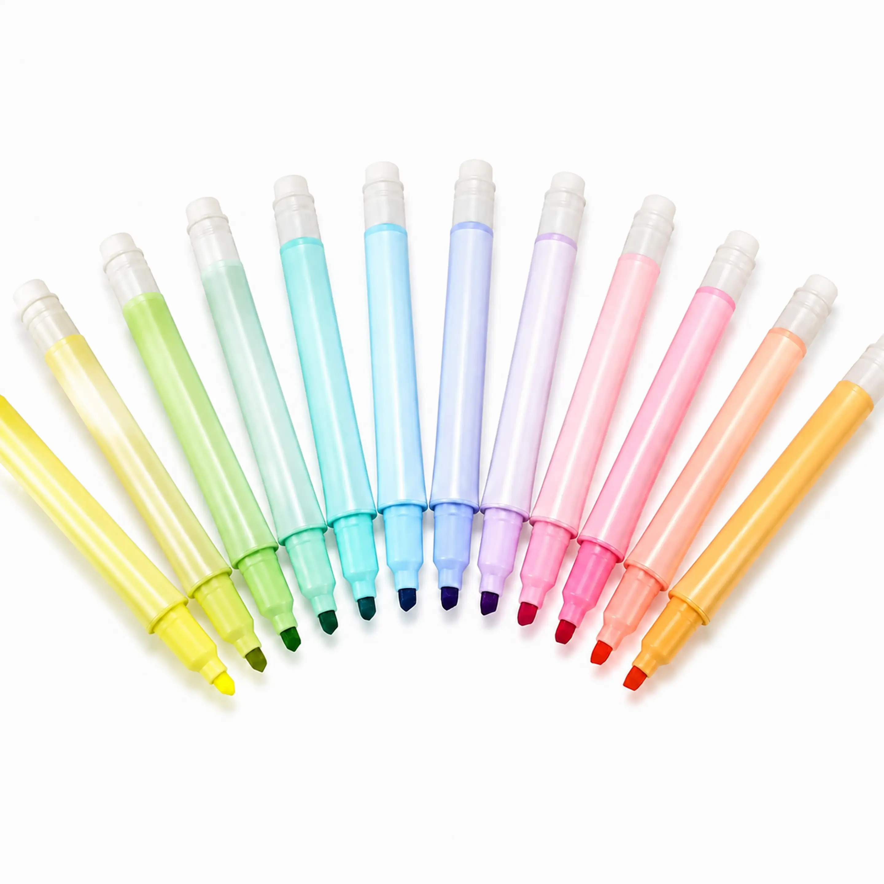 Pastel Highlighters with Eraser - 12 Pack Erasable Aesthetic Pens, No Bleed Chisel Tip Marker for Bible Journaling, Note Taking & Back to School Supplies, Cute Color Pens for Women & Gi