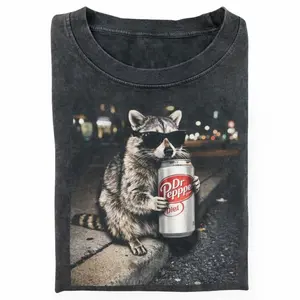 [Sale Up To 50%] Comfort Colors Three Raccoons Drinking Dr PP diet T-shirts, Funny Meme Genz Dank Raccoons, Trendy Shirt, Menswear Top Crewneck