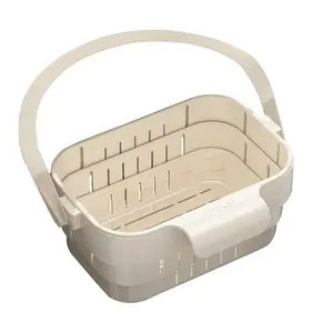 Foldable Hanging Kitchen Sink Drain Basket Hands-Free Hygienic Anti-Clog Food Strainer Tool-Free Installation Slim Space-Saving Easy Clean Removable Multifunctional Sink Drainer Rack for Food Waste Vegetable Fruit Washing Essential Kitchen Gadget
