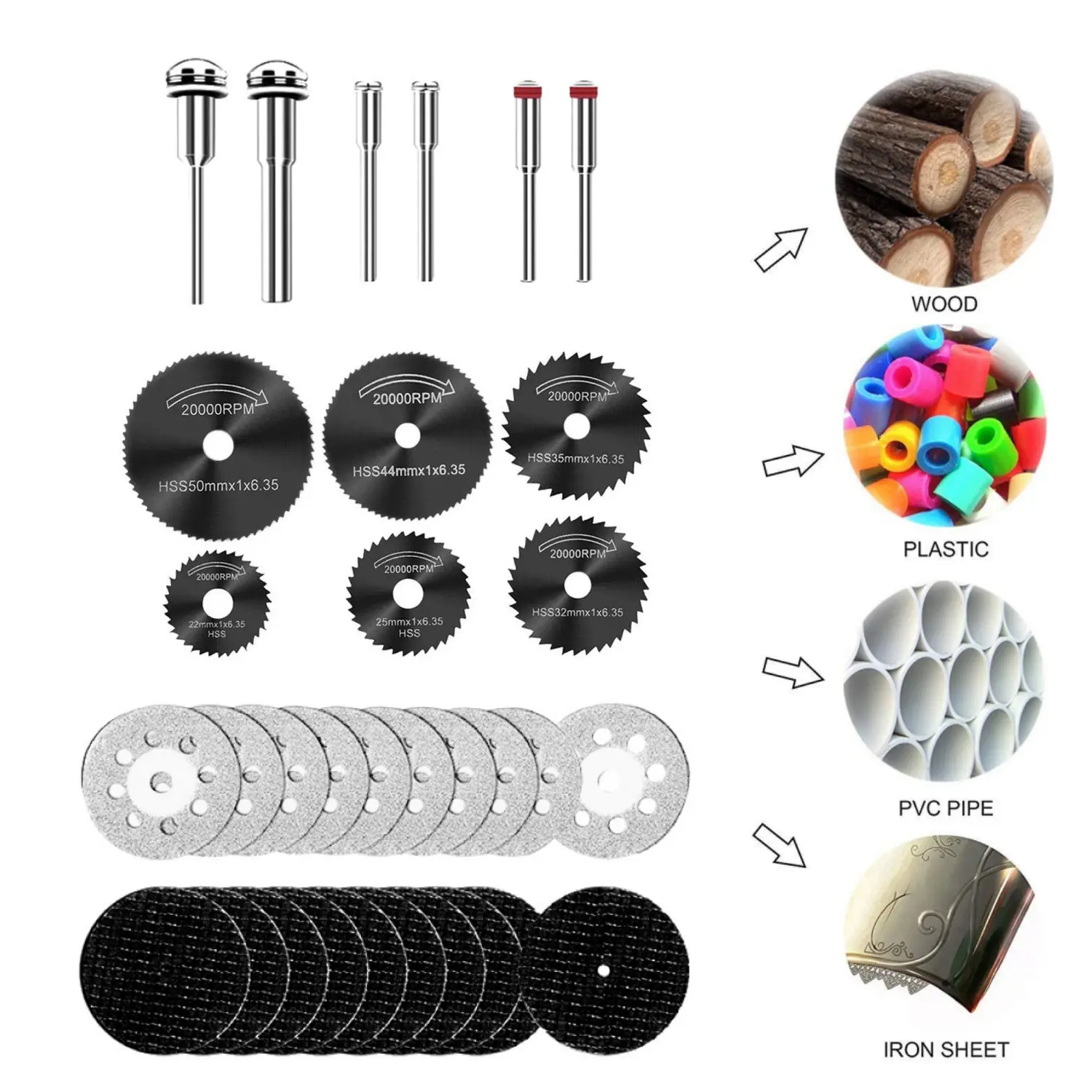 32Pack Cutting Discs for Dremel Rotary Tool, 3 Different Saw Blades to Meet Your Different Needs, Cutting Wheel Set Can Cutting Wood/Metal/Plastic/Glass/Stone and Make DIY Craft - Home Improvement.