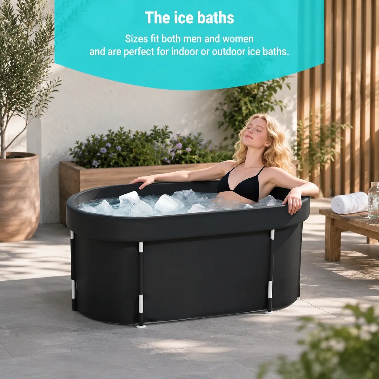 Collapsible Foldable Bathtub - Leakproof Spacious Oval Cold Water Soaking Pool for Athletes/Fitness Enthusiasts, Portable Indoor/Outdoor Recovery Wash Tub