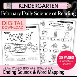 Printable Kindergarten February Daily Science of Reading