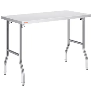 VEVOR Folding Commercial Prep Table, 48 x 24 Inch Commercial Worktable Workstation, Heavy-duty Stainless Steel Folding Table with 300 lbs Load, Kitchen Work Table, for Home Kitchen Restaurant Garage