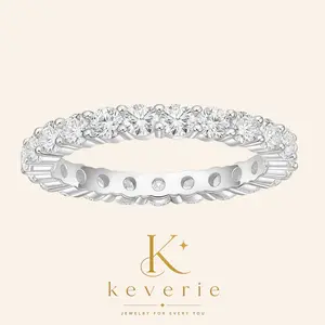 Keverie Eternity Ring for Women 14K Gold Plated Cubic Zirconia Stackable Rings AAAA Stones 3mm Band Width Versatile Stylish Gift Wedding Bands