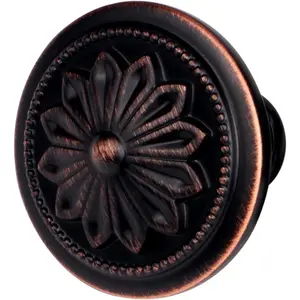 12 Pack Oil Rubbed Bronze Cabinet Knobs, Bronze Kitchen Cabinet Knobs for Cabinets and Drawers,1-2/5" Round Antique Bronze Bifold Closet Door Knobs  Drawer Knobs