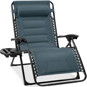 Best Choice Products Oversized Padded Zero Gravity Chair, Folding Outdoor Patio Recliner w/ Side Tray