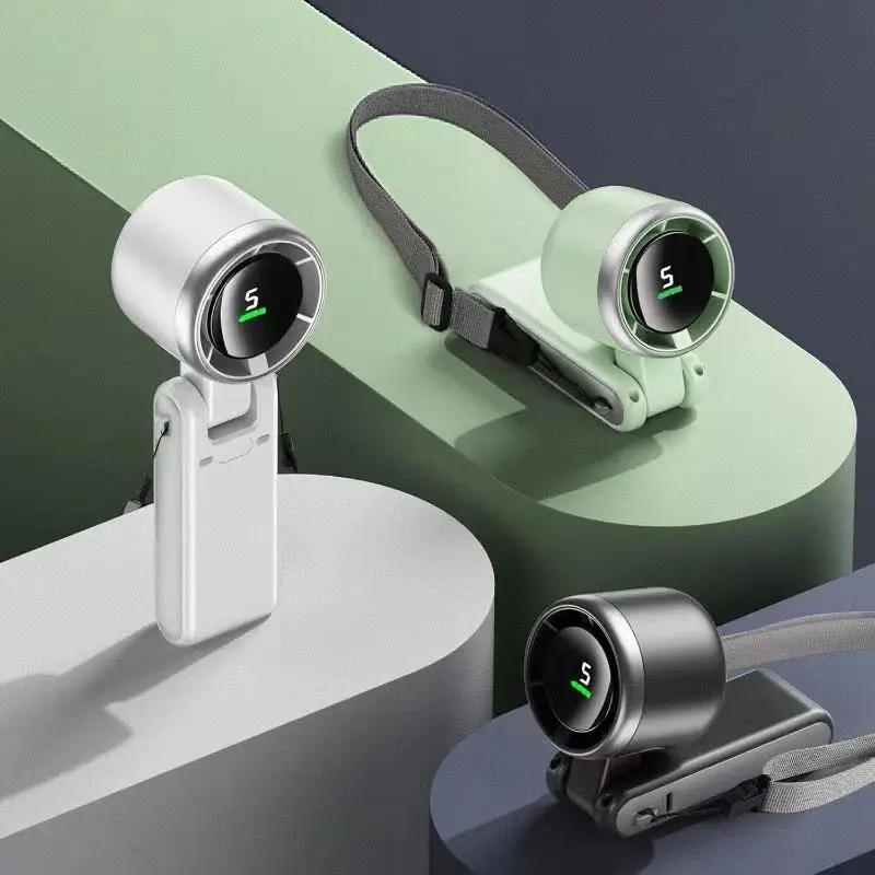 Portable Foldable Handheld Fan, USB Rechargeable 5-speed Speed Adjustable Mini Pocket Fan, Digital Display Fan for Travel Camping Outdoor Office, Mult