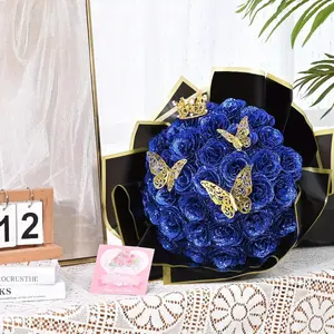 【Quick delivey】 24/36 pcs Everlasting Shiny Glitter Roses Bouquet - Artificial Red Rose DIY Fake Flowers for Valentine's Day, Mothers Day, Anniversary, Engagement, Wedding Festival Gatherings and Home Decorations, Gifts for Her