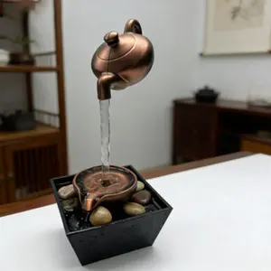 Floating Desktop Water Fountain, Zen Style Small Water Landscape, Tea Table Office Atmosphere Decor, Desk Ornament