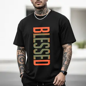 Men's Plus Size Casual Crew Neck T-Shirt - Geometric-Pattern, Smooth Cotton Knit Fabric, Medium Stretch - Short Sleeve Tee for Leisure & Everyday Wear | Breathable Comfort Fit | Machine Washable