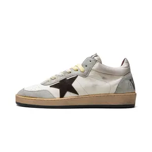 BALLSTAR MID NAPPA AND NYLON UPPER SUEDE TOE STAR AND SPUR "WHITE BEIGE ICE BROWN" GMF00628.F005684.82472