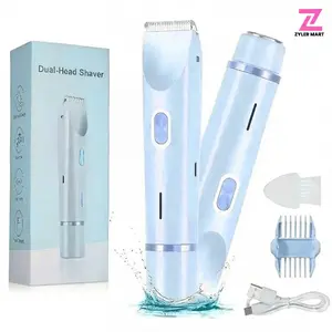 ZYLER Women's Dual-Head Rechargeable Bikini Trimmer, 2025 New 2-in-1 Painless Electric Razor with Replaceable Facial Razor, USB-Cordless Waterproof Body Hair Trimmer for Silk Skin Hair Removal, Usb Rechargeable Trimmer