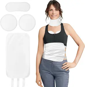 4 Pcs Castor Oil Pack Wrap Organic Cotton for Stomach, Neck, Breast, Belly, Liver Detox, Reusable Castor Oil Compress and Pack Kit with with Six Adjustable Straps