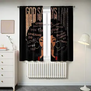 2pc African Women Digital Print Curtains, High-Quality Polyester Drapes, Elegant Home Decor for Living Room, Bedroom, Dining Room