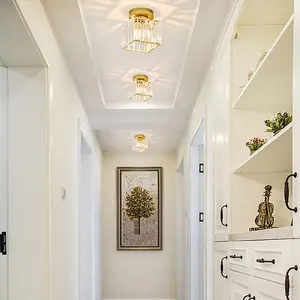 Modern E27 Crystal Chandelier Ceiling Light Fixture, Elegant Lighting, Metal Glass Shade, Hardwired Design for Home Hallway Balcony, 85v-265v