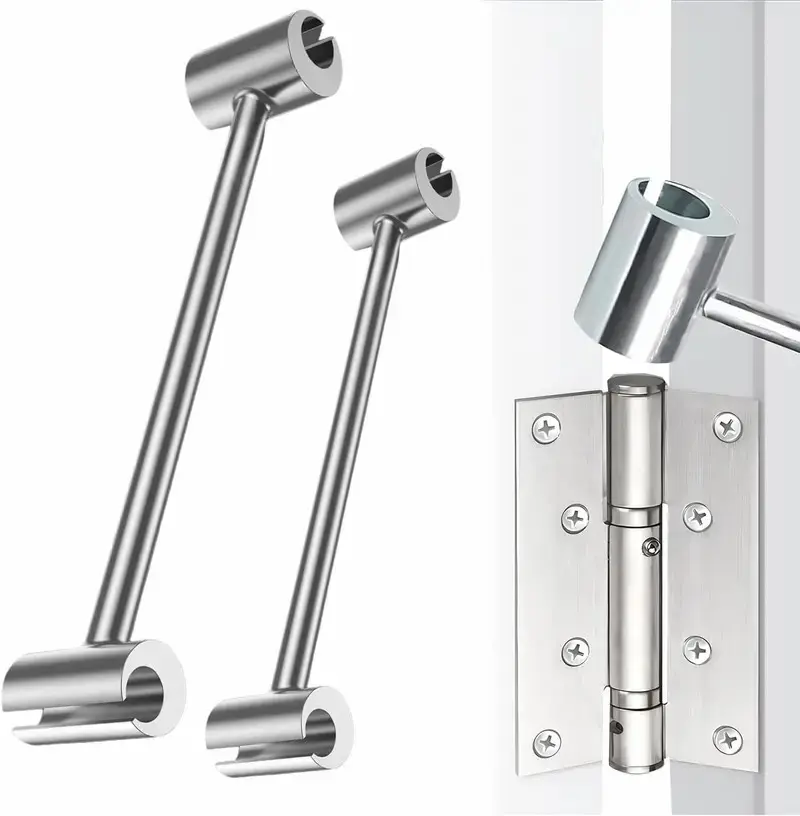 Durable Hardened Steel Heavy Duty Hinge Adjustment Tool - 2-in-1 Gap Aligning Wrench & Universal Bender, Long Lever, Ergonomic Handle, 2 Pin Sizes, Welded Integral Structure, Leverage for Contractors & Locksmiths’ Fire Doors, Clean-Room Doors