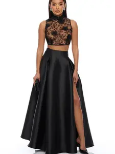 Raylee Embellished Taffeta Skirt Set - Black