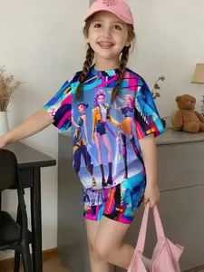 Teen Girl Cyberpunk Set, Vibrant Idol Theme Clothing, Trendy International Style, Perfect for Online Flows