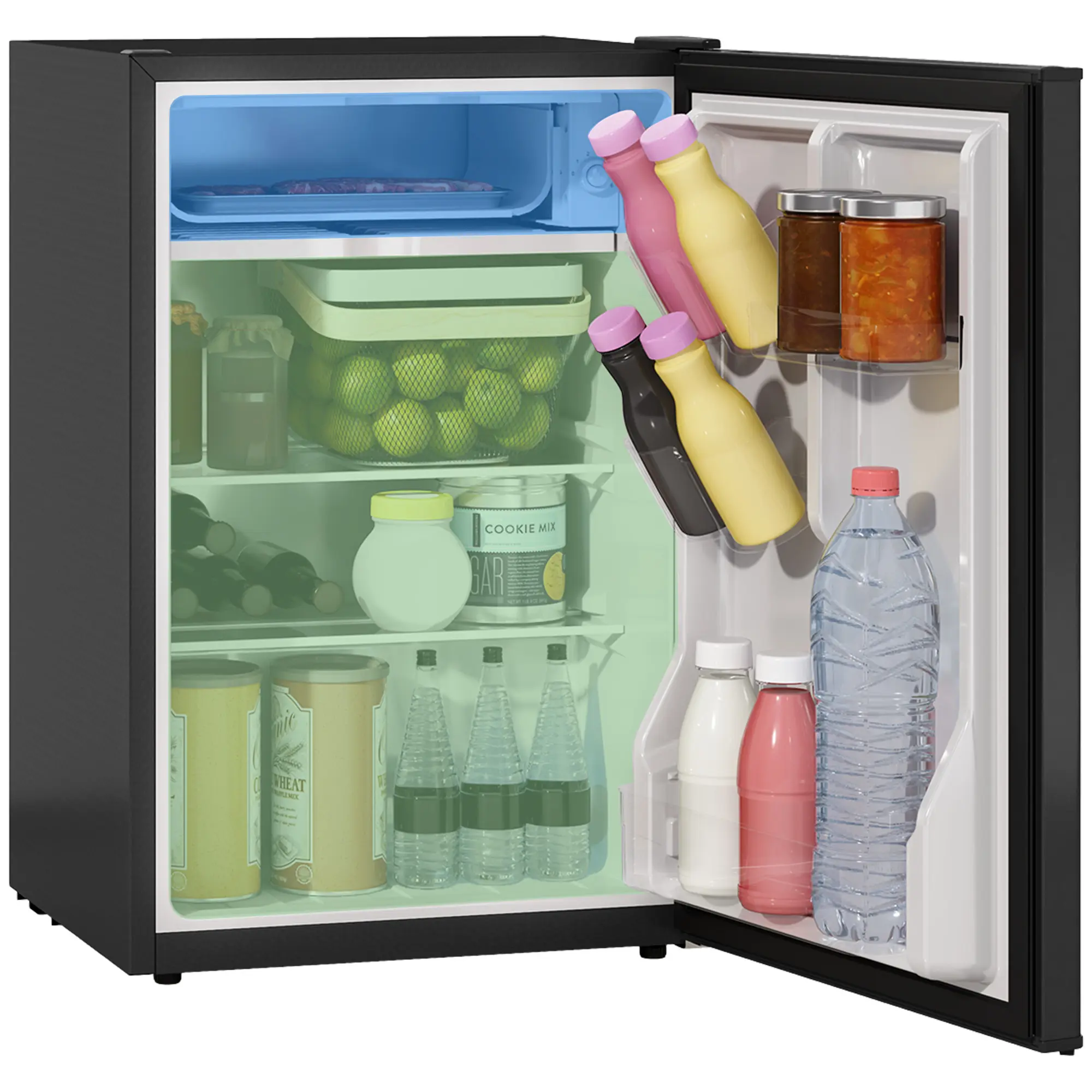 HOMCOM 2.5 Cu.Ft Mini Fridge with Freezer, Single Door Small Refrigerator with Adjustable Thermostat Energy-efficient Low Noise, Mini Refrigerator for Bedroom, Dorm, Office, White