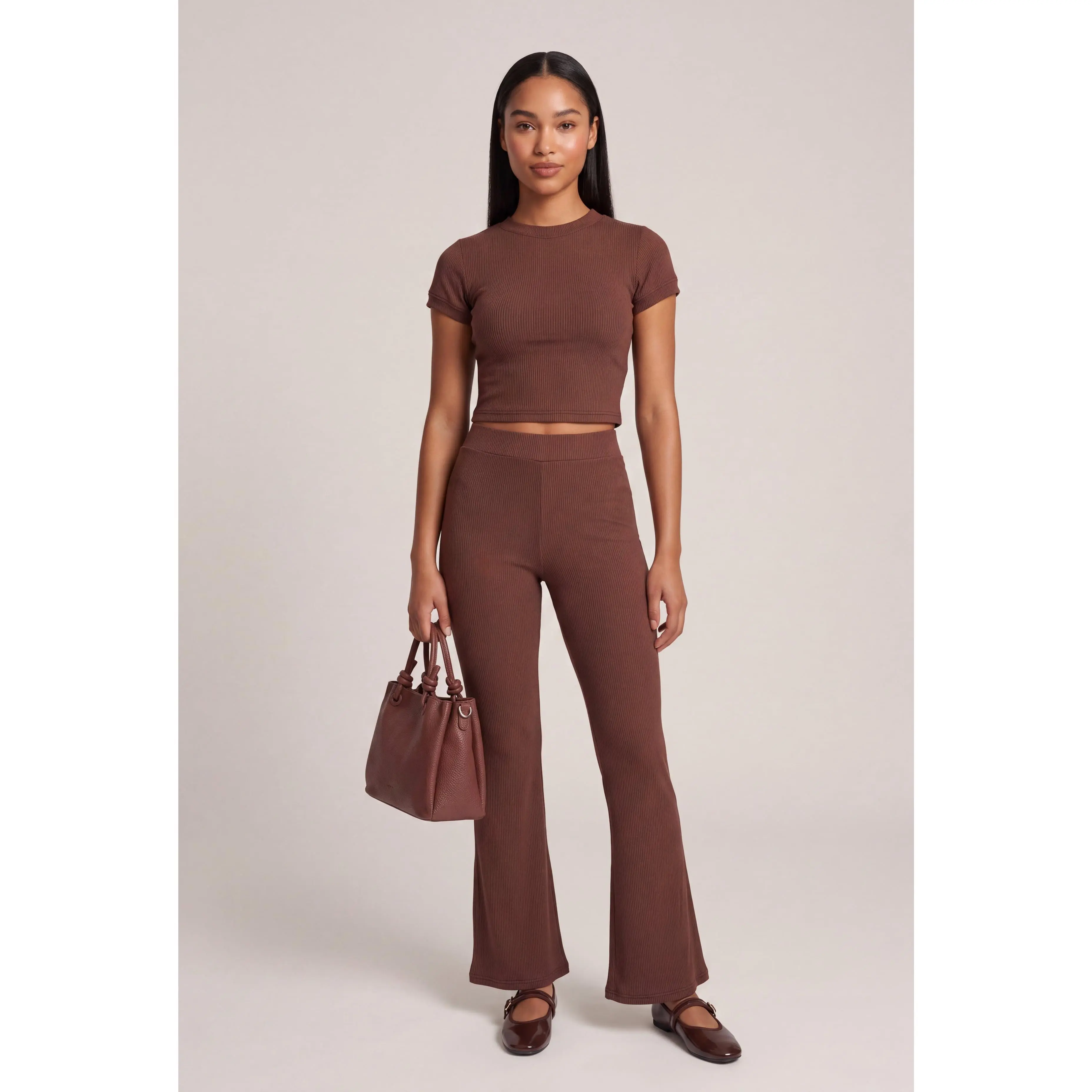 Eileen Rib Knit Flare Pants